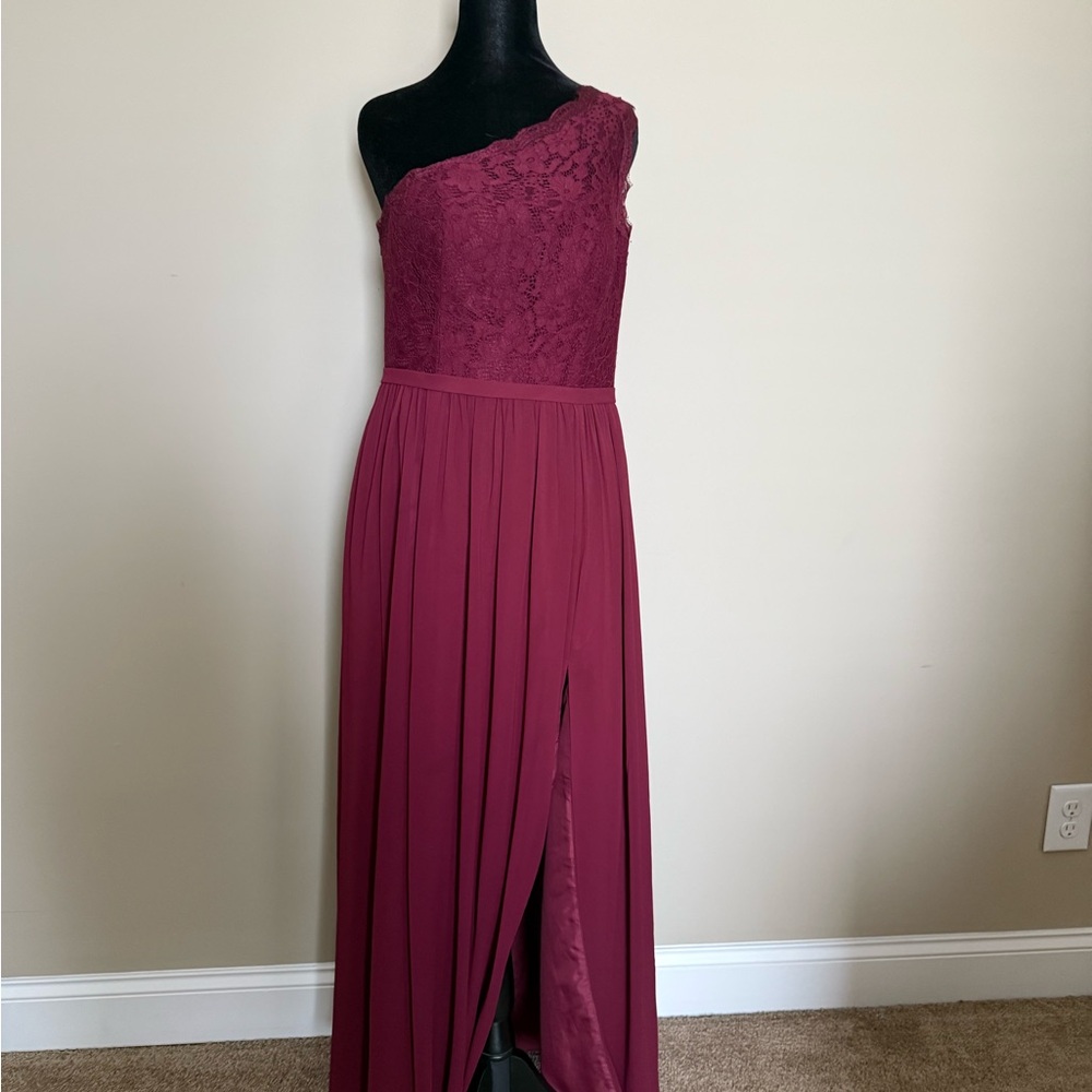 Azazie Red Asymmetrical One Shoulder Gown